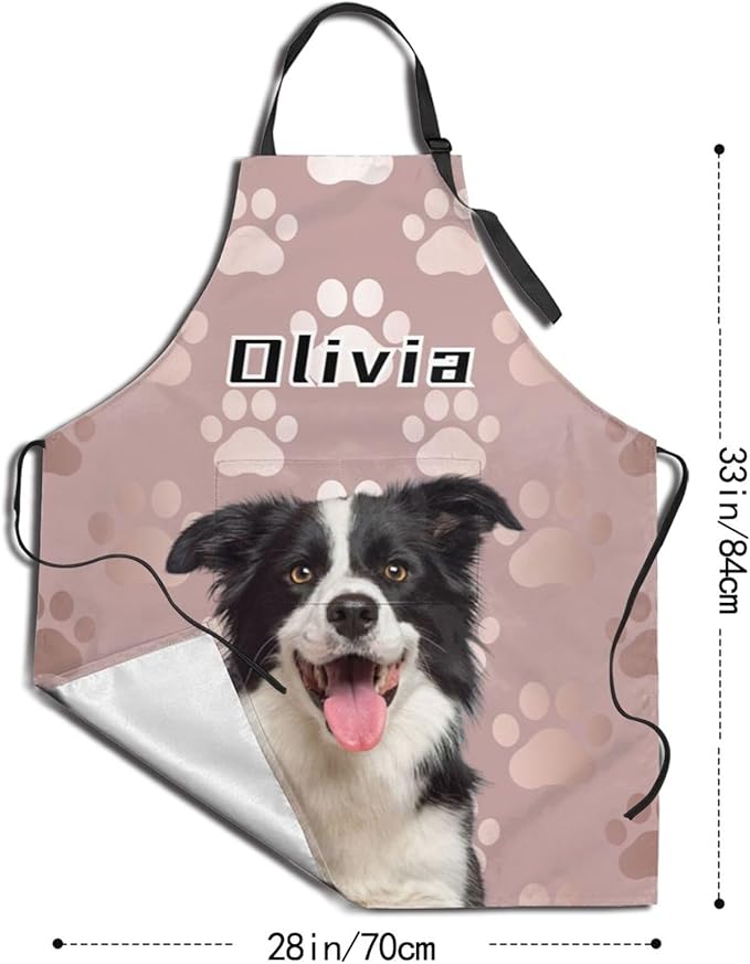 Custom Face Apron for Men Women, Personalized Photo Apron with Pockets, Customized Kitchen Aprons