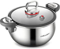 WELLOXY 7.5Qt Tri-Ply Stainless Steel Stock Pot with Tight-Fittng Lid & Twist and Lock Handles for Energy-Saving Cooking, Large Stew Pots for Soup, Gumbo, Pasta, Dutch Oven Style Cookware on Induction