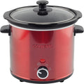 Courant 3.2 Quart Slow Cooker - Red, Removable Ceramic Insert & Glass Lid With Three Temperature Settings
