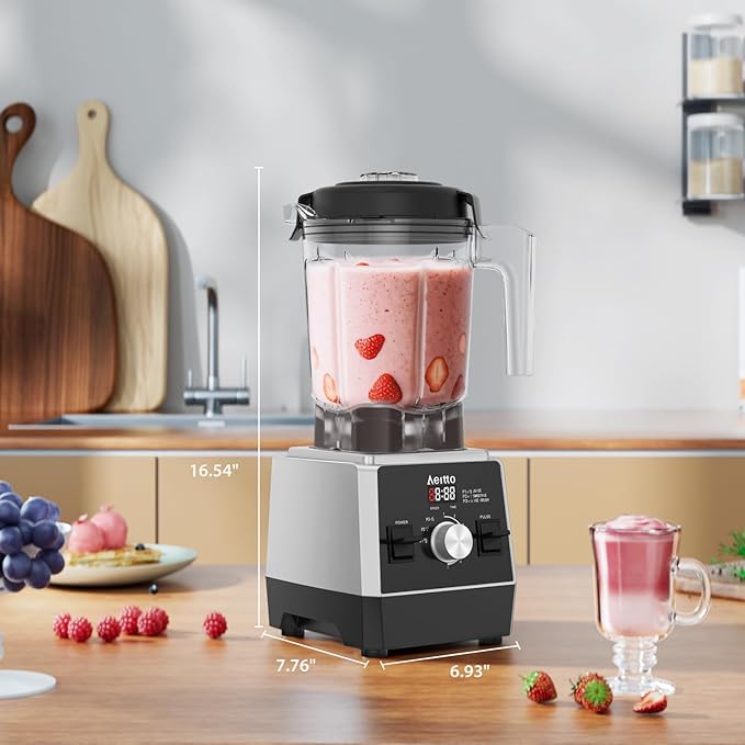 Aeitto Blenders for Kitchen with 68Oz. Large Capacity, 1800W Max Power Smoothie blender, 3 Preset Programs & 7 Speeds, Professional Countertop Blender for Smoothies, Frozen Drinks, Generation1 Black