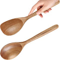 2PCS Acacia Wooden Spoons For Cooking 12-inch Smooth Finish Corner Spoon And Cooking Spoons-Comfortable Grip Wood Spoons for Cooking - Non-Stick Wooden Cooking Utensils