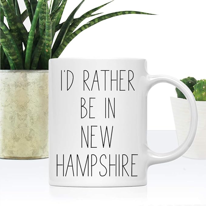 Andaz Press U.S. State 11oz. Coffee Mug Gift, I'd Rather Be in New Hampshire, 1-Pack, Long Distance College Going Away Study Abroad Birthday Christmas Gifts