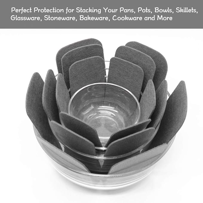 Pan Pot Protectors, Larger & Thicker Pan Protector Pads, 3 Different Sizes, 12 Pcs Pot Divider Pads for Protecting and Separating Your Cookware(Gray)