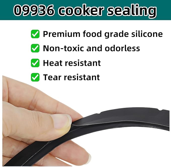 (2-Pack) 09936 Pressure Cooker Sealing Ring with Overpressure Plugs Compatible with Presto Pressure Cooker Various 6-Quart Models Replace 09936 09904 and 50295