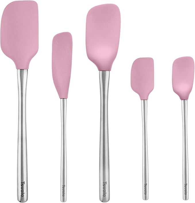 Tovolo Flex-Core Stainless Steel Handled Spatula Set of 5 for Meal Prep, Cooking, Baking, and More