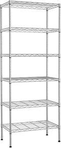 Metal Shelving Unit Detachable Storage Rack with 8 Leveling Feet Adjustable Storage Shelves Wire Shelves for Storage Kitchen Garage, 900LB Capacity, 59" H x 23" L x 13" D, Chrome