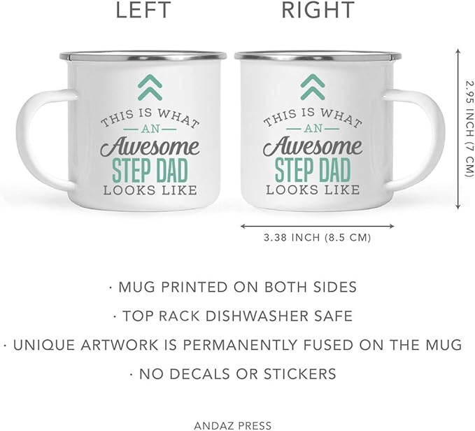 Andaz Press 11oz. Stainless Steel Campfire Coffee Mug Gift, This is What an Awesome Step Dad Looks Like, 1-Pack, Birthday Gift Ideas Coworker Him Her, Includes Gift Box