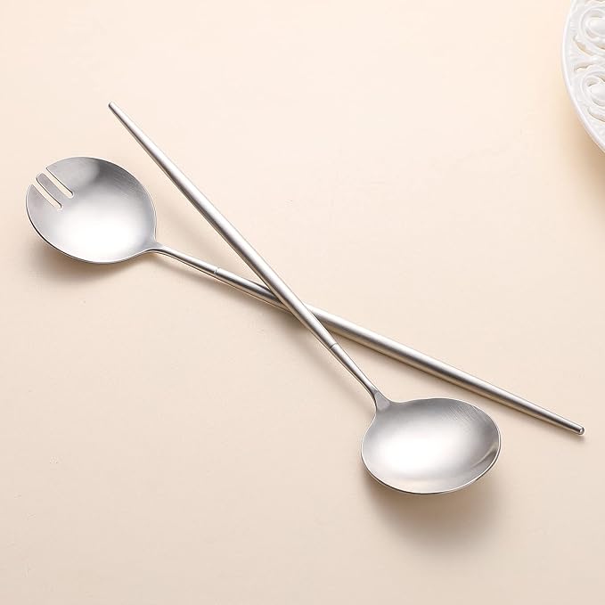 Salad Servers,Spoon and Fork Set 11.41 inch,18/10 Stainless Steel Salad Serving Silver