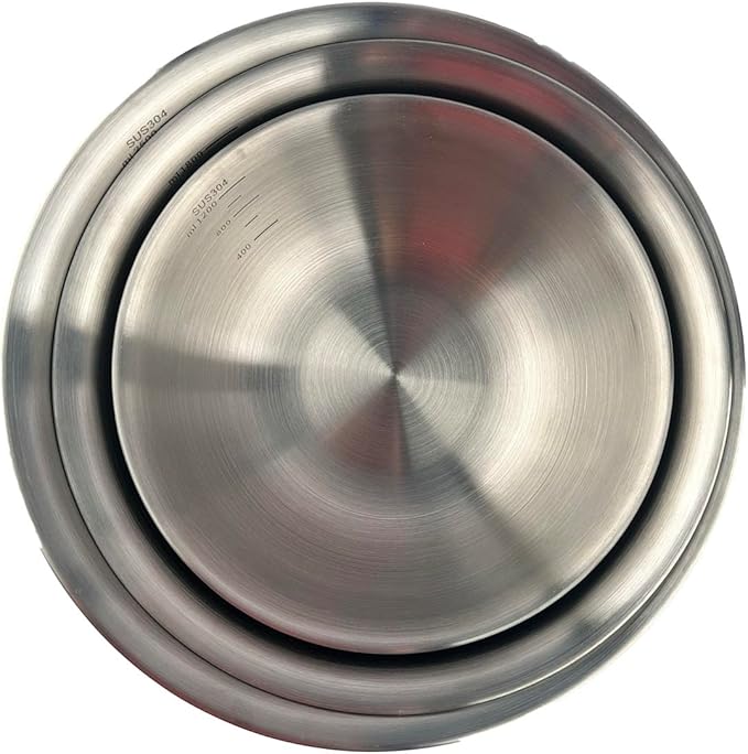 Stainless Steel Mixing Bowl Thickened 3-Piece Set, Nested Flat Bottom 1.3QT (1200ml)/1.9QT (1800ml)/2.6QT (2500ml) Kitchen Food Storage Organizer for Baking, Salad Prep, Vegetable Washing (Silver)