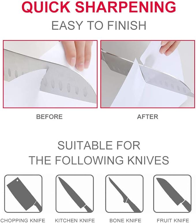 Knife Sharpener, knife sharpeners for kitchen knives, Kitchen Knife Sharpener with Suction Base, Pocket Knife Sharpeners Suitable for Most Knife Types, Red