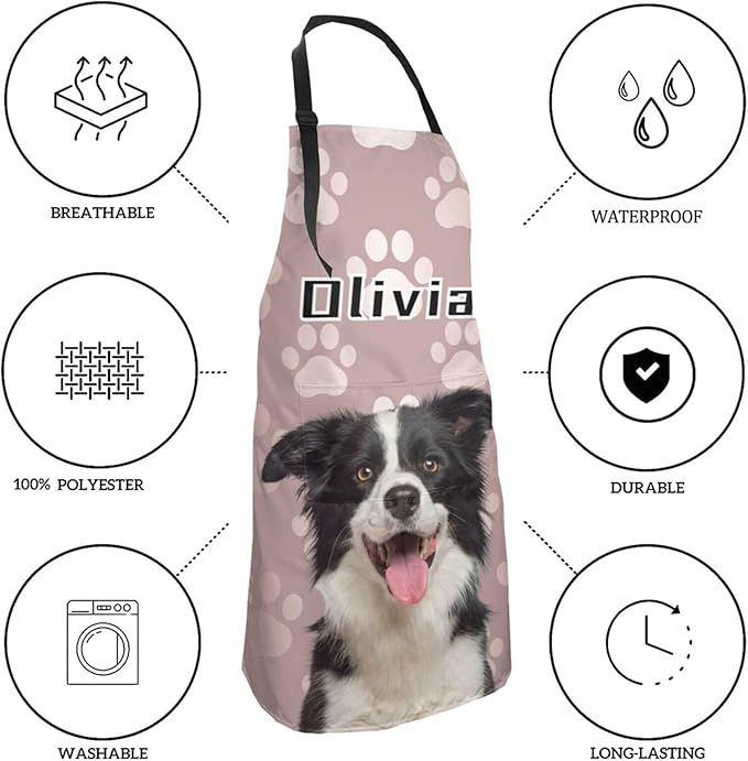 Custom Face Apron for Men Women, Personalized Photo Apron with Pockets, Customized Kitchen Aprons