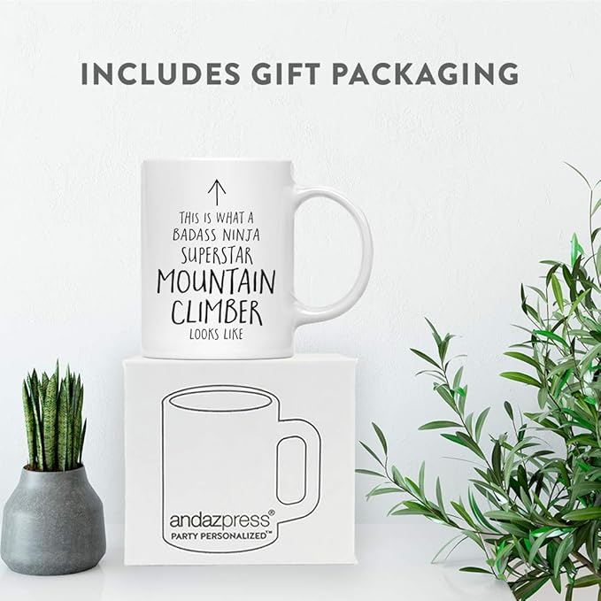 Andaz Press Funny 11oz. Ceramic Coffee Tea Mug Gift, This is What a Badass Ninja Superstar Mountain Climber Looks Like, 1-Pack, Birthday Christmas Gift Ideas Coworker