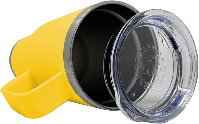 LaserGram 20oz Vacuum Insulated Travel Mug with Handle, Sushi, Personalized Engraving Included (Yellow)