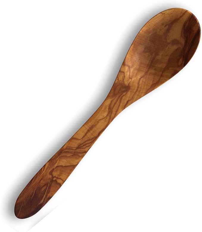 12 Inch Olive Wood Spoons For Cooking | Large Wooden Cooking Spoons for Mixing, Soup and Stirring | Non Stick Long handle Kitchen Utensil Serving Spoon For Salad | Big Wooden Spoons