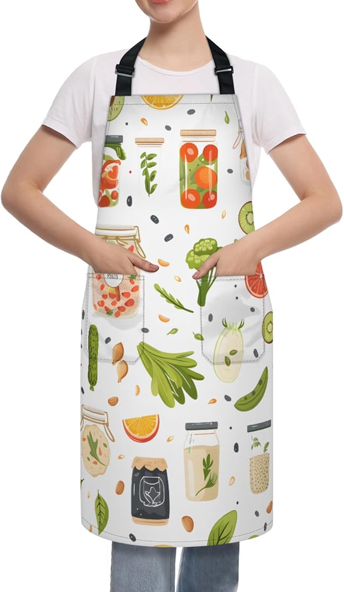 Kitchen Apron with Pockets,Adjustable Aprons for Women Men,Waterproof Chef Aprons for Cooking,BBQ,Gardening