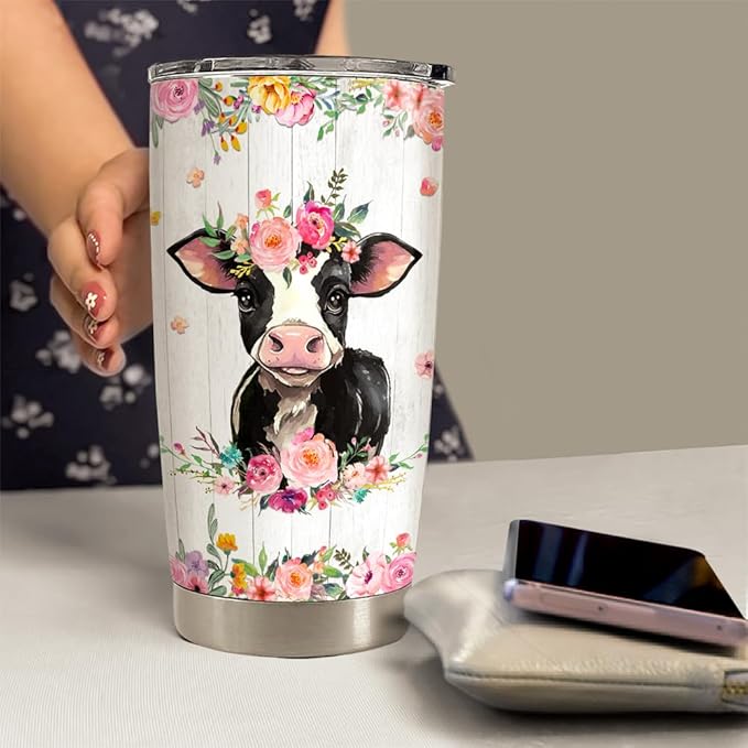 Cow Tumbler 20oz Stainless Steel Insulated Coffee Cup Tumblers Cow Gifts for Girls Women Gift for Christmas Birthday Mothers Day