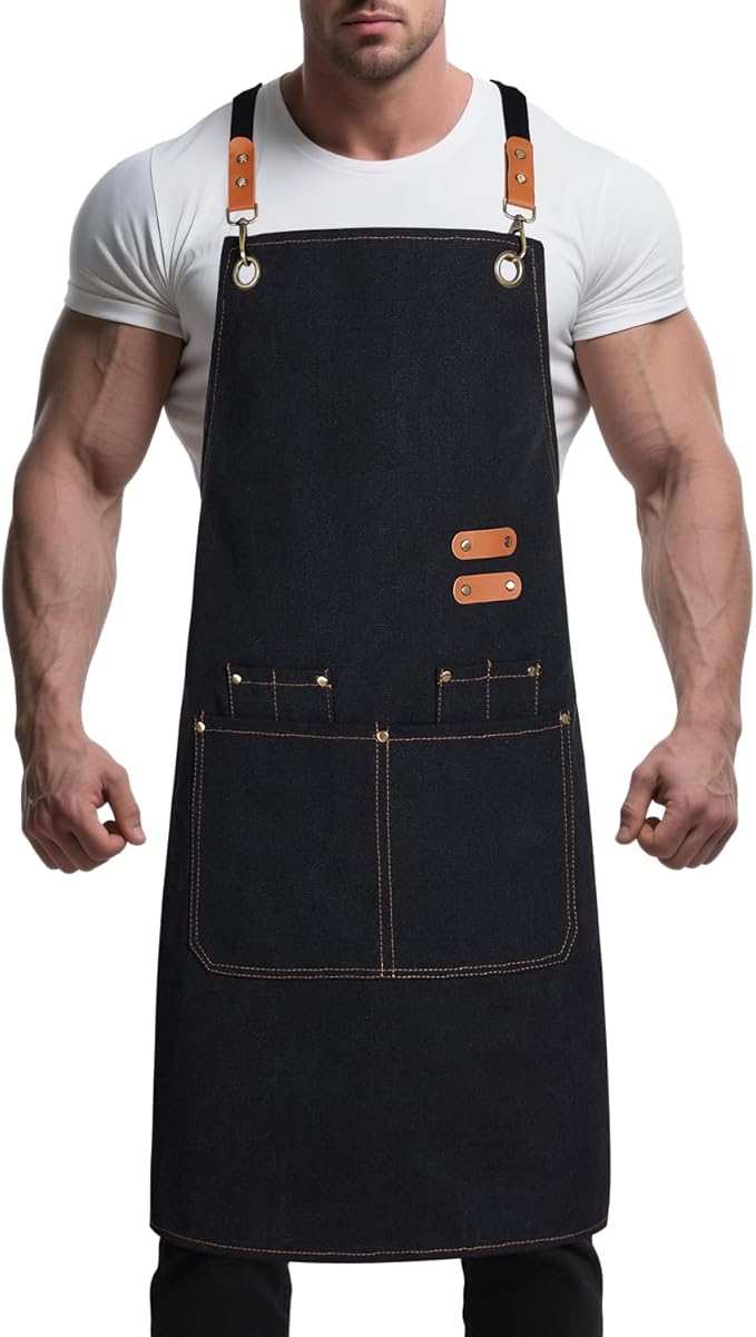 Personalized Aprons Custom Women Men Apron with Pockets Chef for Baking Bbq Grill Embroidered with Name Text