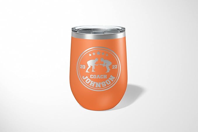Wrestling Coach gifts, Tumbler, Coach tumbler, Wrestling gifts, Coach Beer glass, Coach gift, Wrestling Coach, Coach gifts, Wrestling Coach (Wrestling Circle, Orange, 12oz Wine Tumbler)