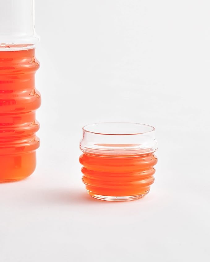 MARIMEKKO Sukat Makkaralla Glass Tumblers — Refine Your Kitchen Décor with Our Iconic Clear Glassware — Stylish & Mouth-Blown Drinking Glasses Set of 2 (7 oz)