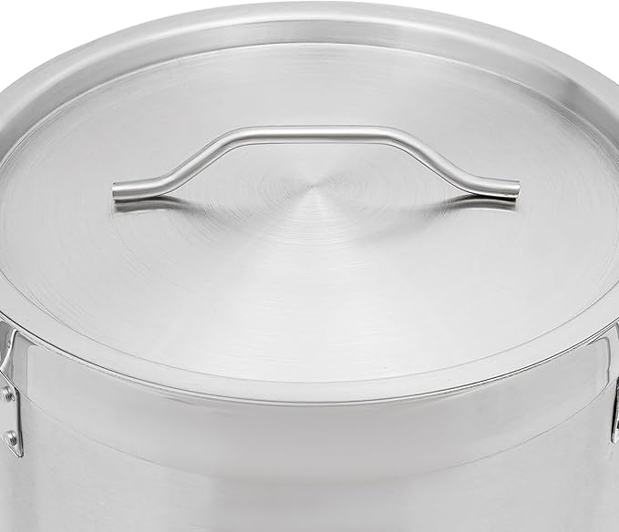 17L/17.9Qt Commercial Large Stock Pot with Lid,Nickel Free Stainless Steel Cookware Healthy Polished Stockpots, Induction Soup Pot for Cooking Home Use