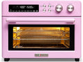 VAL CUCINA Retro Style Infrared Heating Air Fryer Toaster Oven, Extra Large Countertop Convection Oven 10-in-1 Combo, 6-Slice Toast, Enamel Baking Pan Easy Clean with Recipe Book, Classic Pink Color