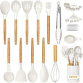 Kitchen Cooking Silicone Utensils Set, 33 pce Rubber Spatula Cookware Accessories For Home, Chef Decor Appliances, Nonstick Heat Resistant Silicona can withstand temperatures up to 446 (33 pce white)