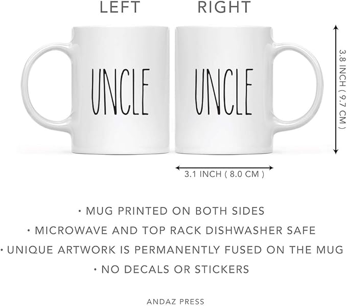 Andaz Press Simple Rustic Farmhouse Kitchen Decor 11oz. Ceramic Coffee Tea Mug Gift, Uncle, 1-Pack, Birthday Christmas Gift Ideas for Family, Friends