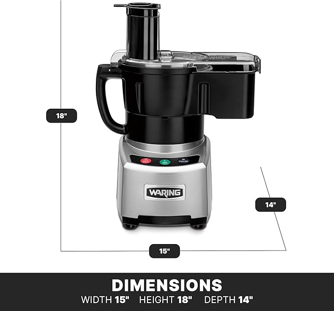 Waring Commercial 4 Quart Food Processor, 2 HP Motor, Extra Large Feed Tube, LiquiLock Sealed Bowl System, S Blade Chops Purees Emulsifies, 120V, 5-15 Phase Plug, Clear WFP16SC Black