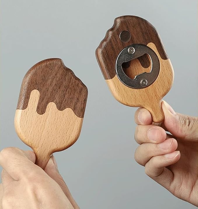 Ice Cream Bottle Opener,Creative Magnetic Beer Bottle Opener for Fridge - Stick to Refrigerator for Easy Storage with Magnet, Gift for Men Husband Father Dad Boyfriend- 1 Pack