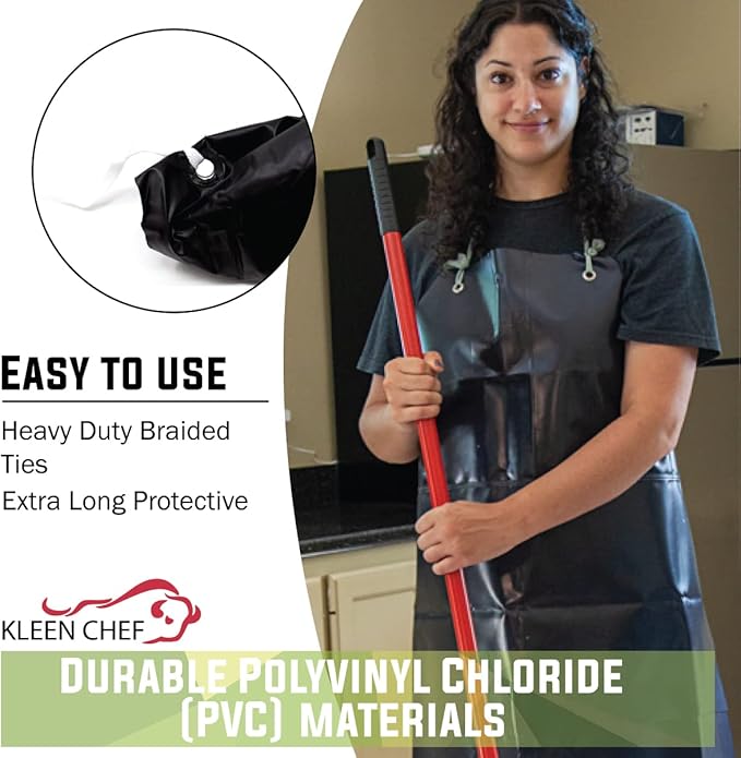 KLEEN CHEF Everyday General Use Polyester Dishwashing And Heavy Duty PVC Leather Apron