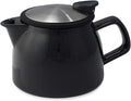 FORLIFE Bell Ceramic Teapot with Basket Infuser, 16-Ounce/470ml, Black Graphite