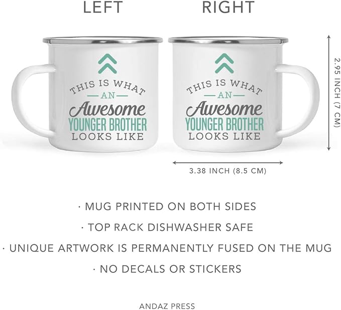 Andaz Press 11oz. Stainless Steel Campfire Coffee Mug, This Is What an Awesome Younger Brother Looks Like, 1-Pack, Birthday Gift Ideas for Coworker, Includes Gift Box