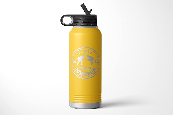 Wrestling Coach gifts, Tumbler, Coach tumbler, Wrestling gifts, Coach Beer glass, Coach gift, Coach gifts, Wrestling Coach (Wrestling Circle, Yellow, 32oz Water Bottle)