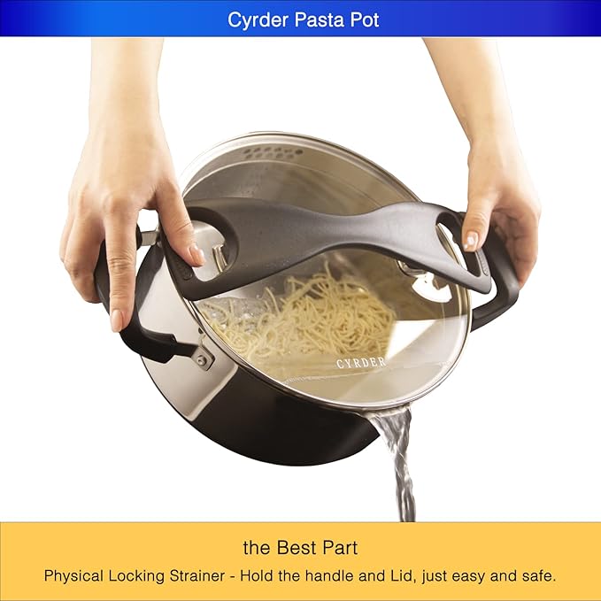 Stainless Steel Pasta Pot, Dutch Oven, Induction Pasta Pot with Strainer Lid, Stock Pot/Soup Pot, Easy Cleanup Stylish Cookware, Dishwasher Safe, 5 Quart
