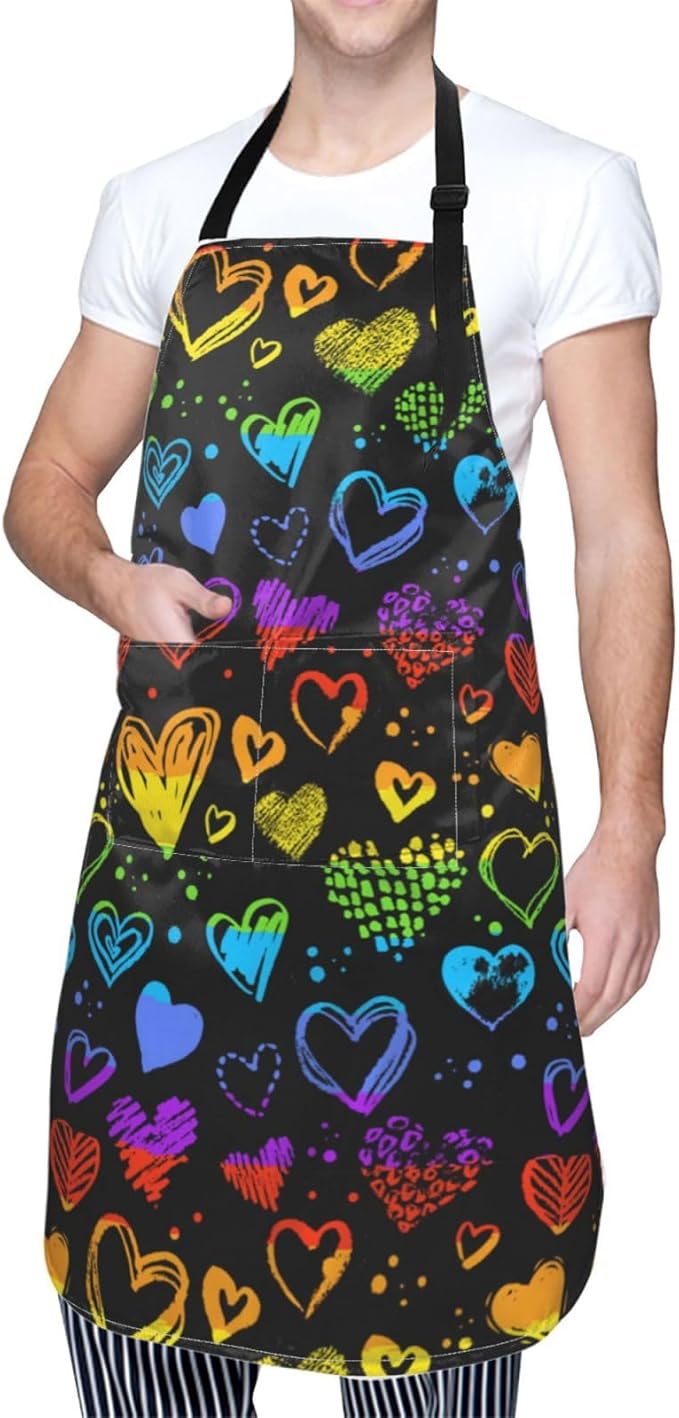 LGBT Aprons Gay Aprons with Pockets and Adjustable Rainbow Apron for Gardening Cooking Kitchen