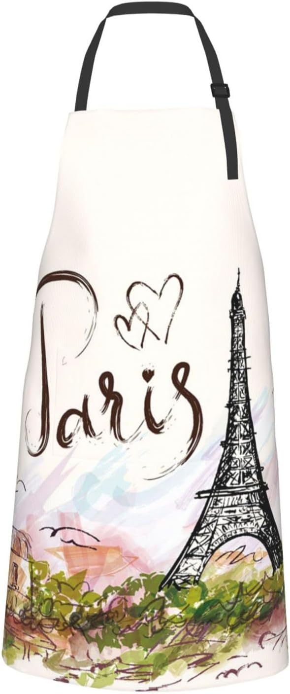 Apron Bib with 2 Pockets and Adjustable Neck Waterproof Kitchen Cooking Gardening Chef Aprons for Women Men