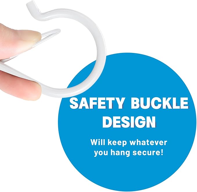 17 Pcs S Hooks for Hanging Safety Buckle, 3.5 Inch Stainless Steel S Shaped Locking Hooks for Colleague Dorm, Kitchen, Plants Pots Towels Bags, White