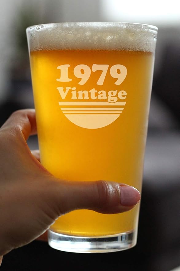 Vintage 1979 Pint Glass for Beer - 46th Birthday Gifts for Men or Women Turning 46 - Fun Bday Party Decor - 16 oz