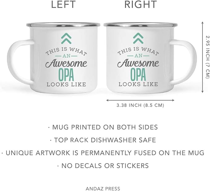 Andaz Press 11oz. Stainless Steel Campfire Coffee Mug, Awesome Opa Look, 1-Pack, Birthday Gift Ideas, Includes Gift Box