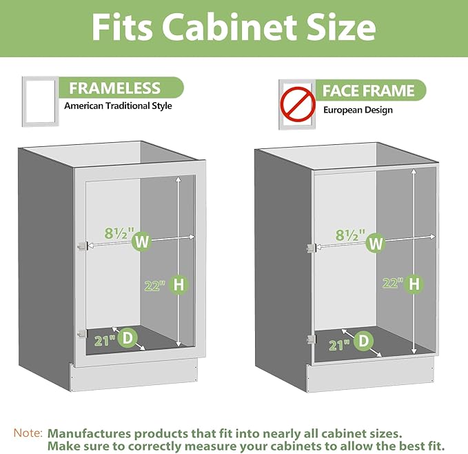 ROOMTEC 3-Tier Pull Out Cabinet Organizer Spice Rack for Narrow Cabinet 8" W x 20½" D, Slide Out Wood Shelves Storage for Kitchen