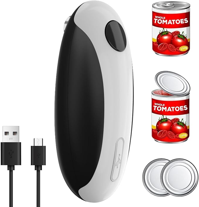 1pc Automatic Can Opener for Kitchen Appliances, One Touch Electric Can Opener, Tin Jar Opener, Ergonomic, Smooth Edge, Food-Safe, Cordless, USB-rechargeable Can Opener for Home, Travel Essentials
