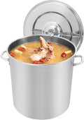 48L/50.7Qt Commercial Large Stock Pot with Lid,Nickel Free Stainless Steel Cookware Healthy Polished Stockpots, Induction Soup Pot for Cooking Home Use