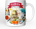 OrnamentallyYou State Travel Landmark Mugs – 12 oz Ceramic Coffee Cups, U.S. Souvenir Gift for Tourists (Artistic Florida State Themes and Landmarks Mug)