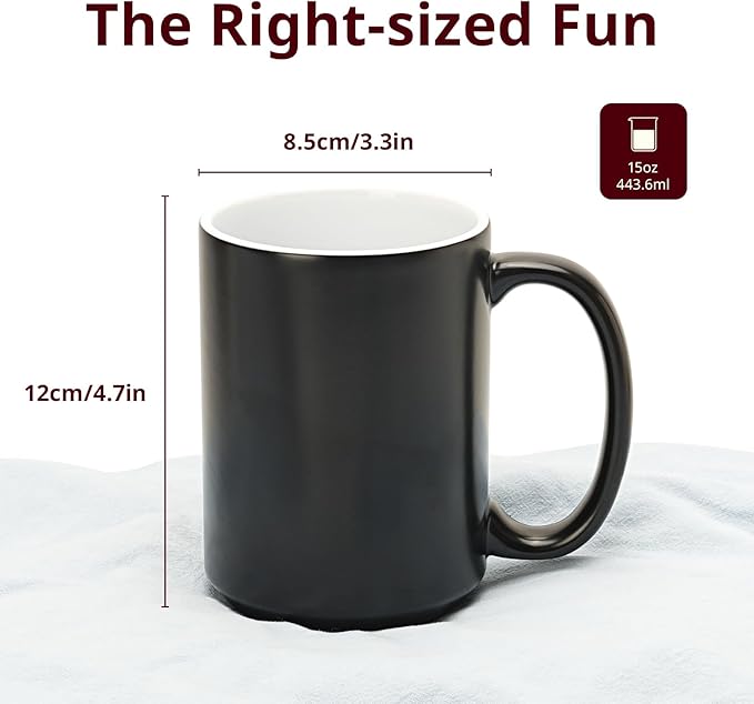 Ceramic 15oz Sublimation Coffee Mug in White Box, Color Change Black, Case of 12
