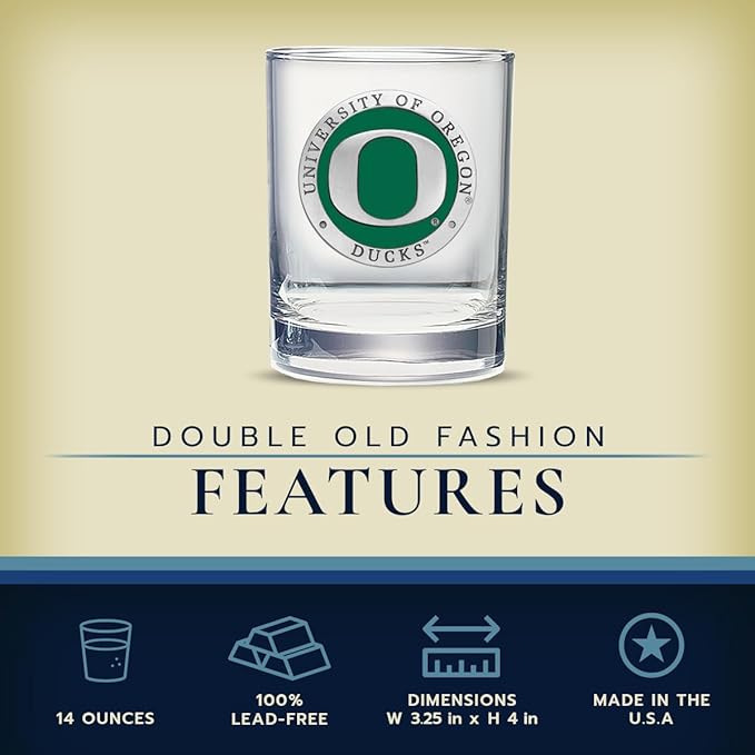 Heritage Pewter Oregon Double Old Fashion | Double Rocks Glass 14 OZ for Liquor | Expertly Crafted Pewter Glass