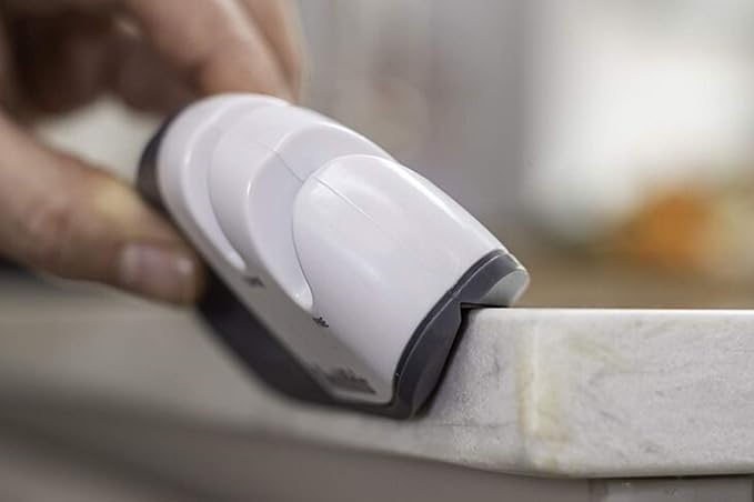 Smith's 51002 Edge Grip™ Select 2-Stage Sharpener - White - Compact - Non-Slip Base - Patented V Grip - Straight Edge Blades - Carbide & Ceramic Sharpeners
