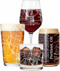 Blue Ridge Mountain Gifts - Portland Souvenir - Oregon Glassware Gift, Etched City Map, Laser Engraved and Dishwasher Safe