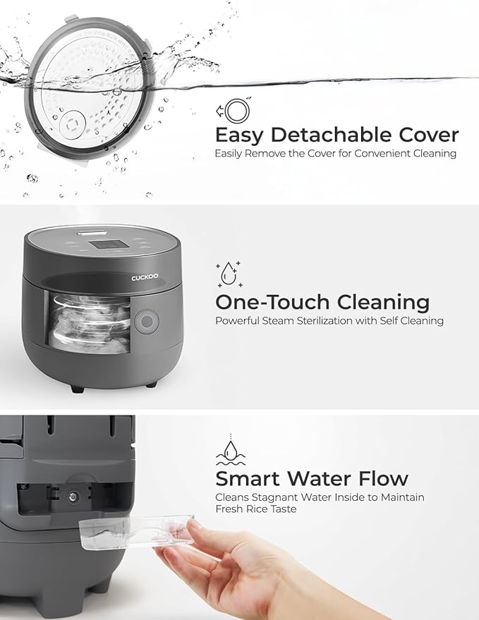 CUCKOO Micom Rice Cooker 3-Cup Uncooked / 6-Cup Cooked with Nonstick Inner Pot, Small Rice Maker with 8 Menu Options, Fuzzy Logic Technology, Auto Clean, Quick Rice Mode, Gray (CR-0375FG)