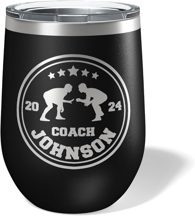 Wrestling Coach gifts, Tumbler, Coach tumbler, Wrestling gifts, Coach Beer glass, Coach gift, Wrestling Coach, Coach gifts, Wrestling Coach (Wrestling Circle, Black, 12oz Wine Tumbler)
