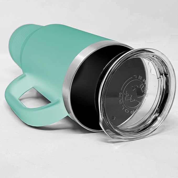 LaserGram 40oz Vacuum Insulated Travel Mug with Handle, Sushi, Personalized Engraving Included (Teal)